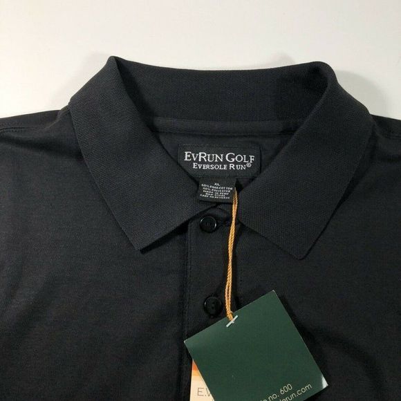 EVRUN GOLF Eversole Run Mens Polo Golf Shirt BLACK - Picture 5 of 12